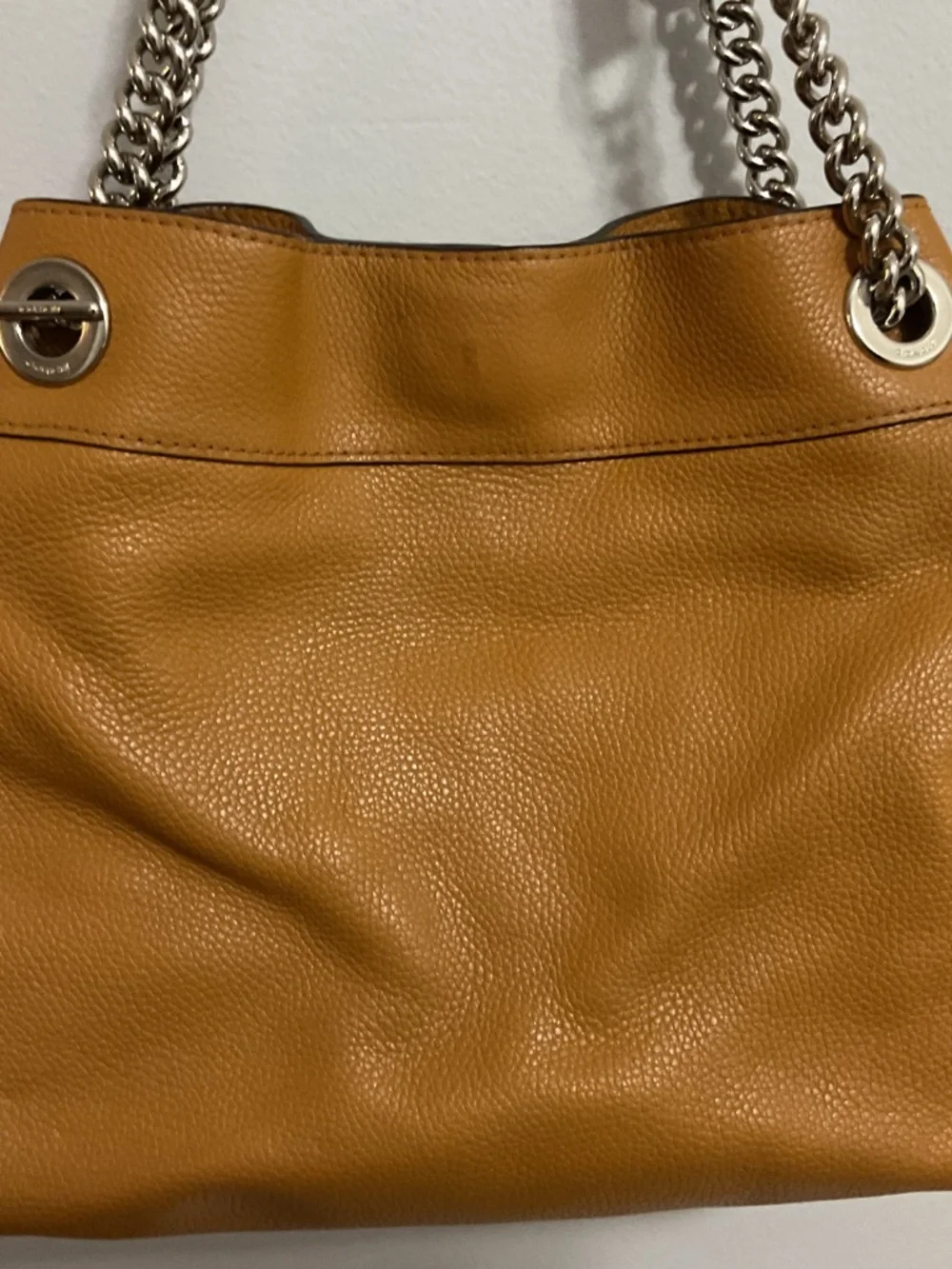 COACH  EDIE Turnlock Pebbled Leather Shoulder Bag w Silver Chain Handle Accent